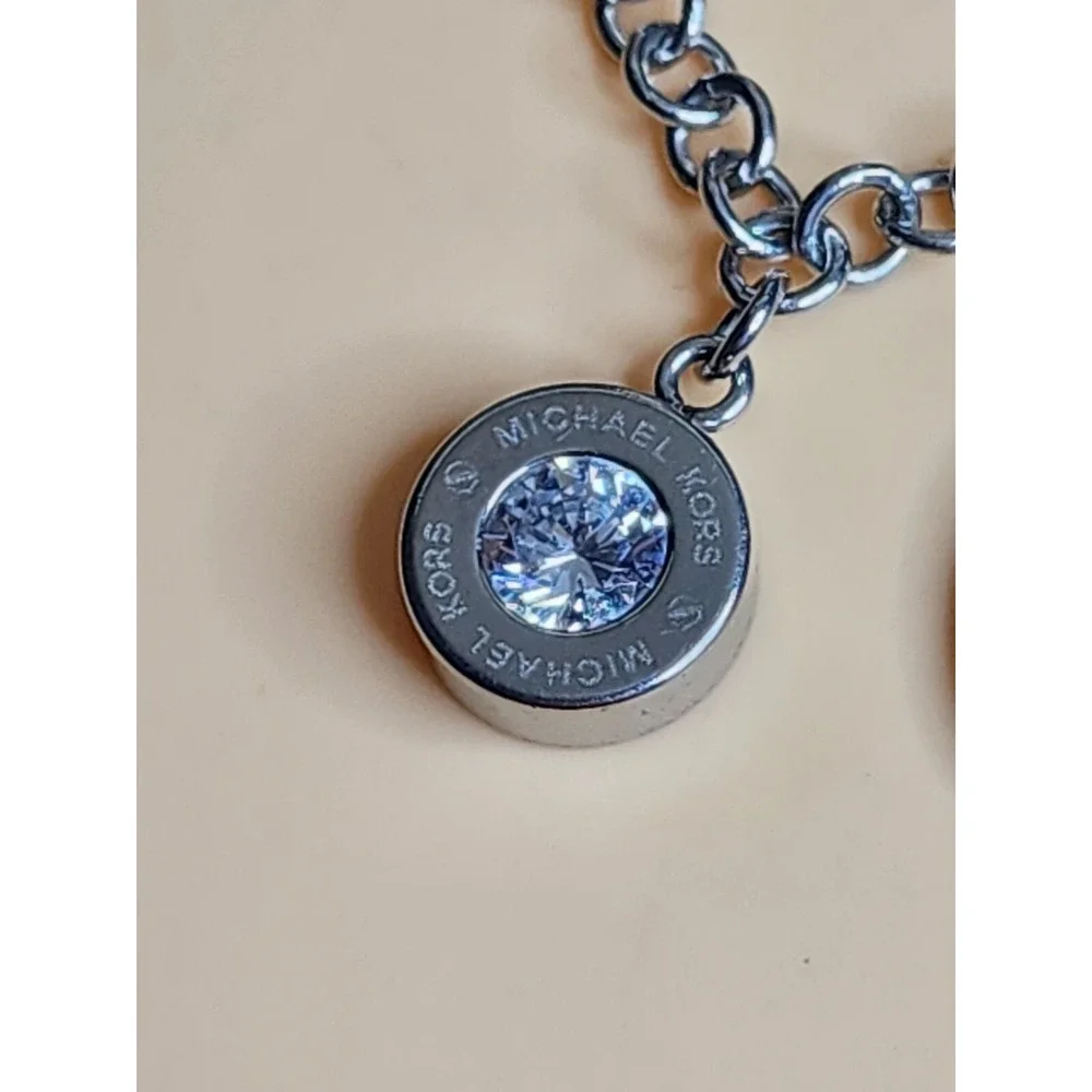 MICHAEL KORS MK Logo 3‎ Piece Charms Silver Chain Slider Bracelet FREE $HIPPING!